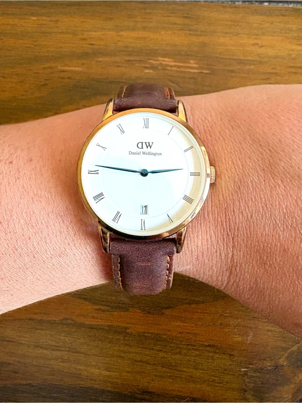 Daniel Wellington women’s watch with blue hands
